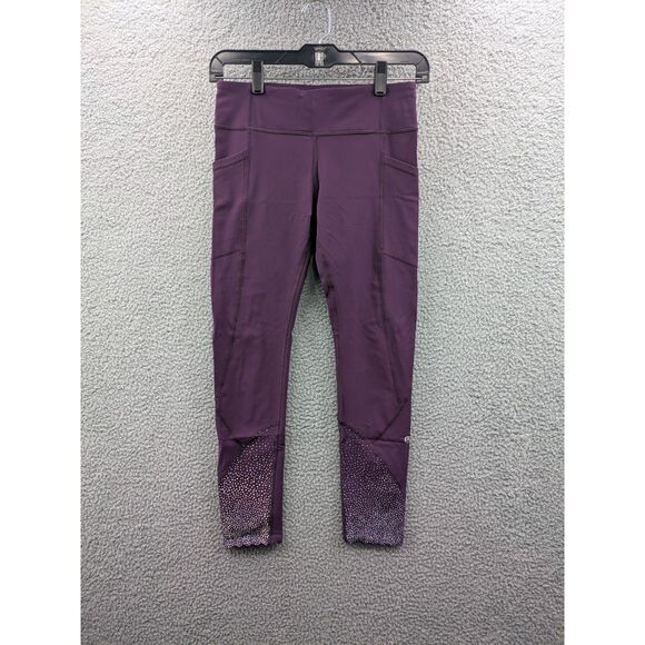 Lululemon Women's size 6 Tight Stuff Leggings Purple Reflective Sparkles - Picture 1 of 13
